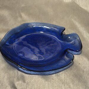 Colbalt Blue Glass Fish Shaped Dish